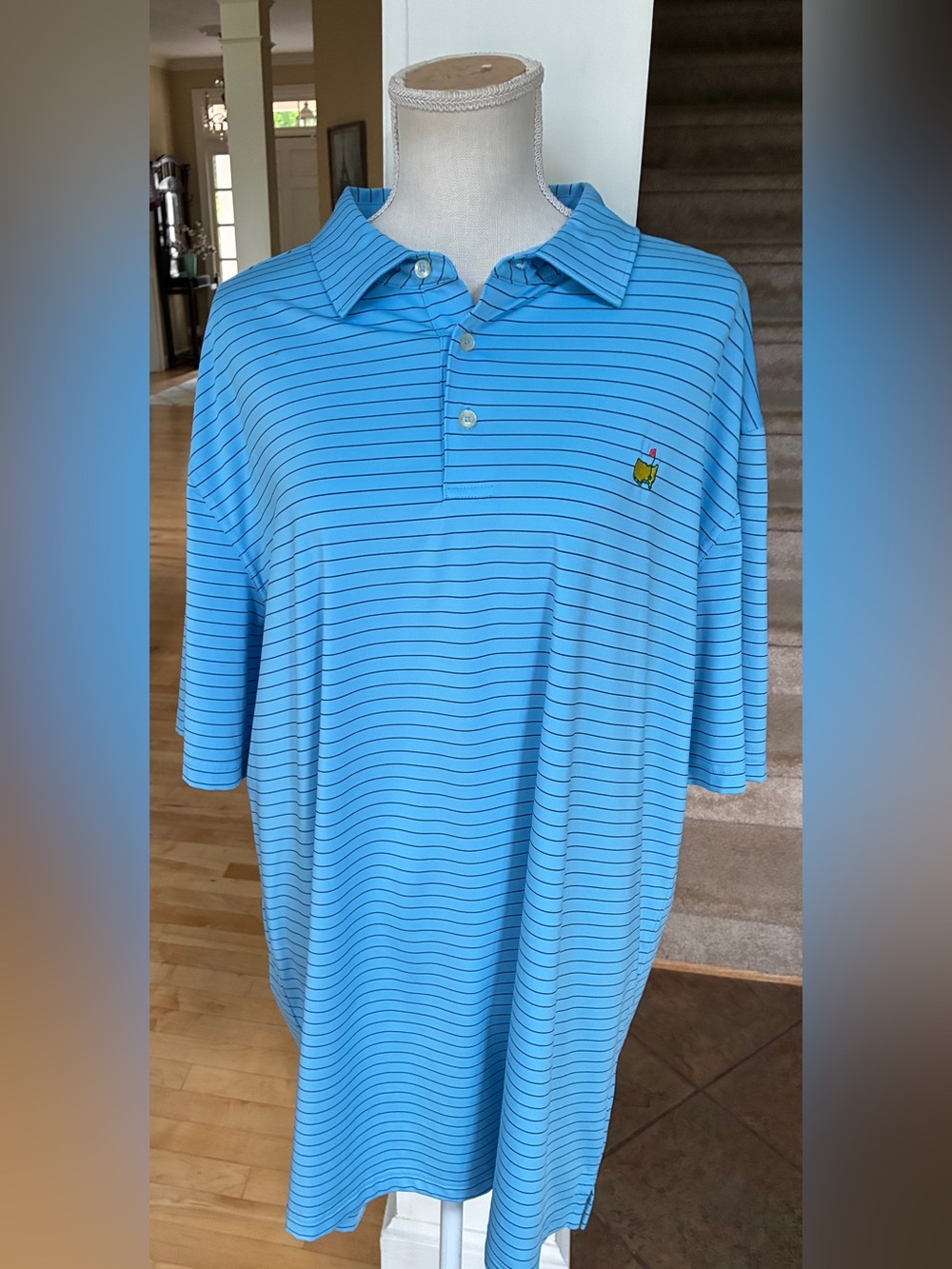 Masters Tech Masters Stripped Blue  Men’s Polo with Masters Logo